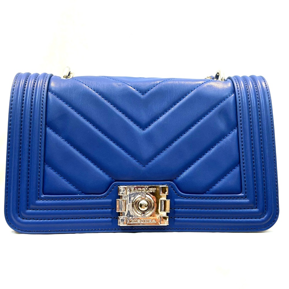 NWT Badgley Mischka V Quilting Crossbody Bag, Blue, Vegan Leather, MSRP $149